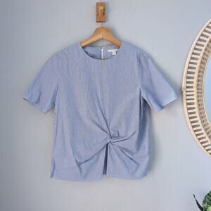 COS Twist Front Striped Blue-White Short Sleeve Blouse, EUR 34/US 4, EUC